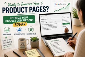 SEO content writer optimizing product descriptions to improve Google rankings and boost eCommerce sales.